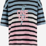 T-SHIRT IN COTONE CON STAMPA LOGO AVA STONEBLUEWHITEPINK ONE TEE 