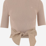 T-shirt in misto cotone con dettaglio fiocco KN3238090 125B PATOU 