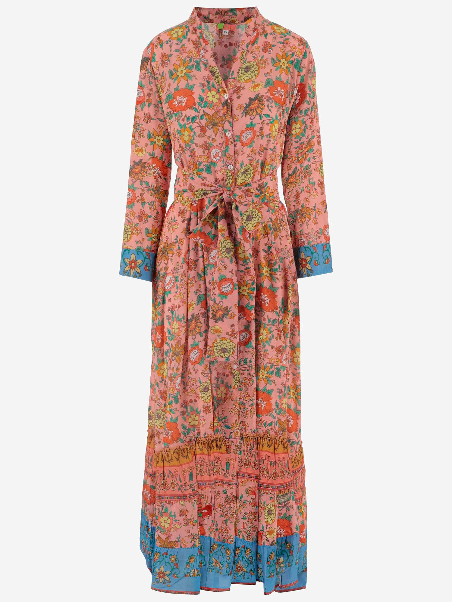 ABITO IN COTONE CON MOTIVO FLOREALE<BR/> LAURA 03PINK PEPS CANNES 