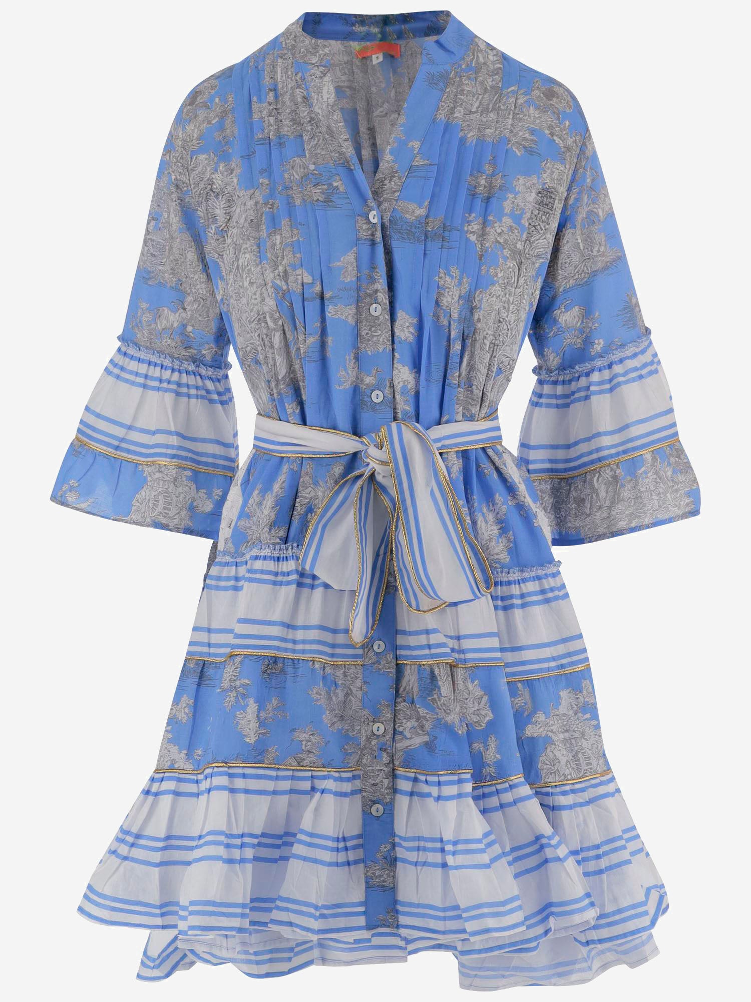 ABITO IN COTONE CON MOTIVO floreale NEWTOILE 04BLUEGREY PEPS CANNES 