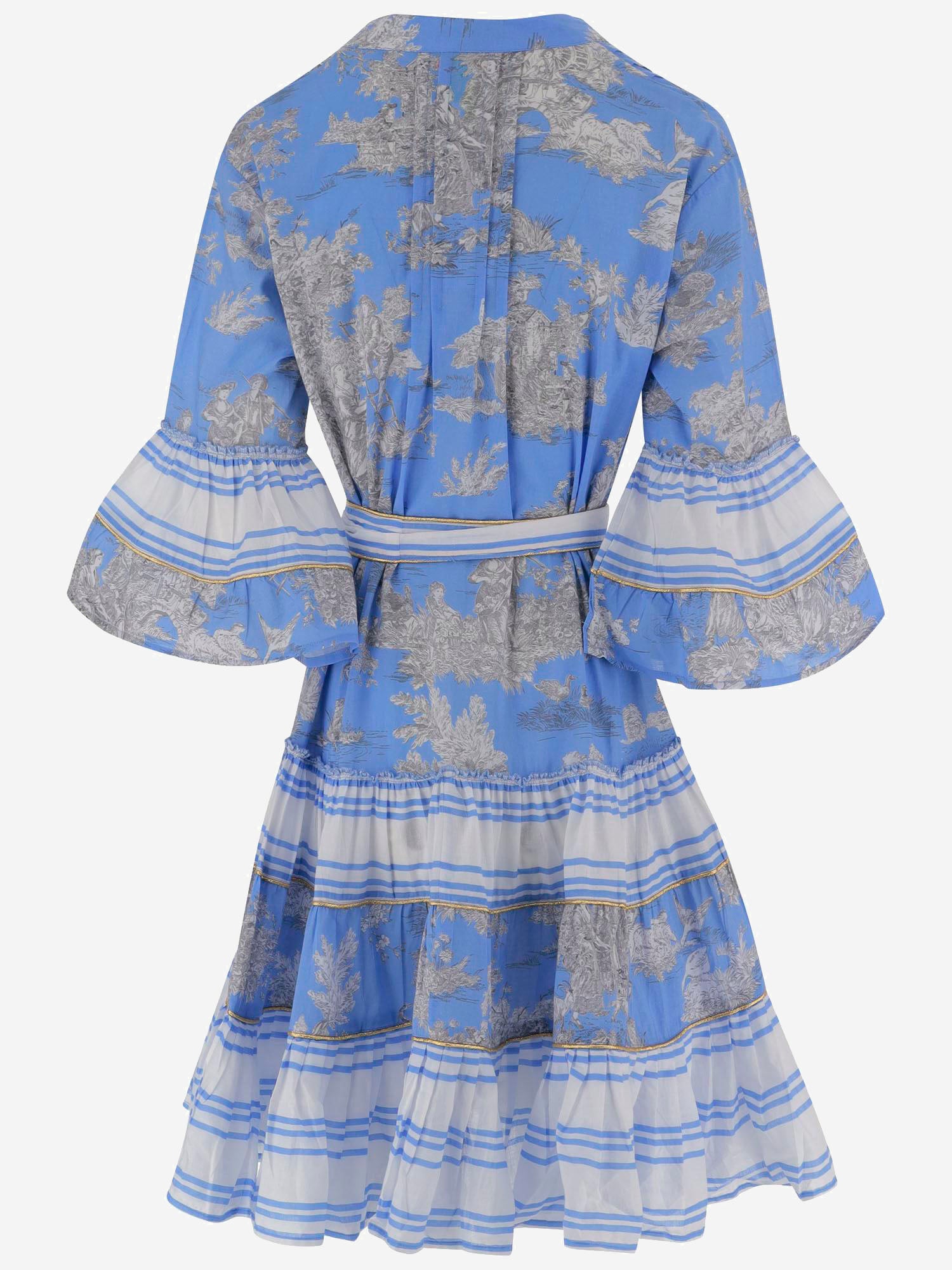 ABITO IN COTONE CON MOTIVO floreale NEWTOILE 04BLUEGREY PEPS CANNES 