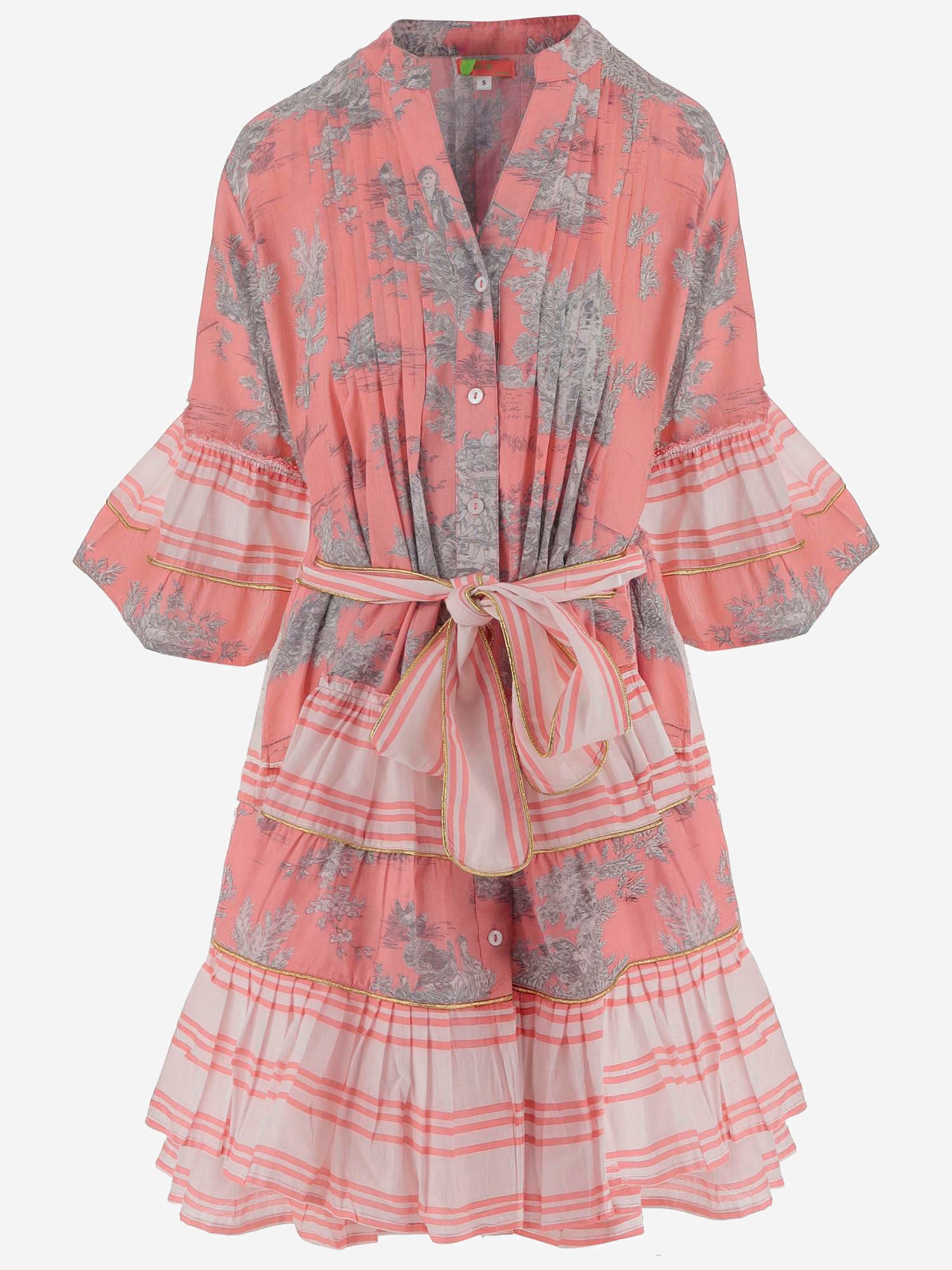 ABITO IN COTONE CON MOTIVO floreale NEWTOILE 04STRAWBERRYGREY PEPS CANNES 