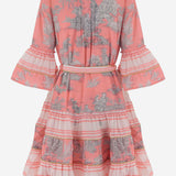 ABITO IN COTONE CON MOTIVO floreale NEWTOILE 04STRAWBERRYGREY PEPS CANNES 
