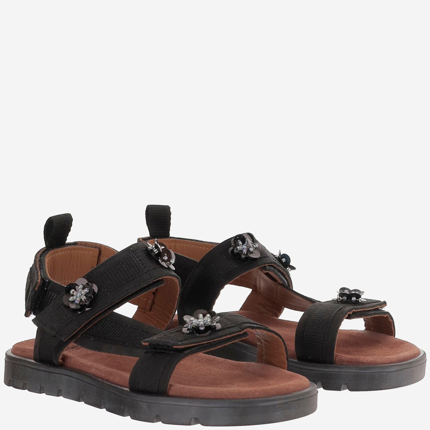 SANDALI IN PELLE E TESSUTO 1349CPNCFP NUBUCKNERO PèPè KIDS 