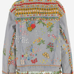 GIACCA IN DENIM CON RICAMI FLOREALI BDNO52 DENIM PERO 