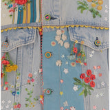 GIACCA IN DENIM CON RICAMI FLOREALI BDNO52 DENIM PERO 