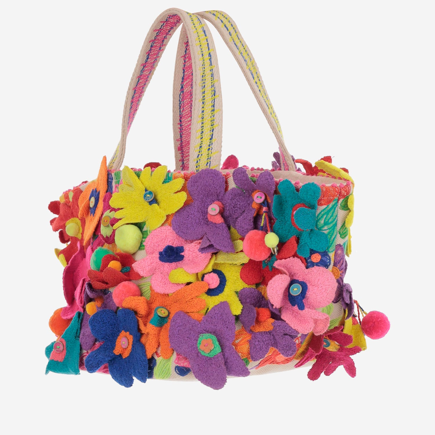 Borsa in cotone con inserti in ricamo DLPJKCS04ET MULTI PERO 