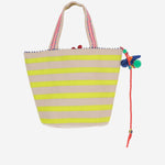Borsa in cotone con ricami floreali DLPJKG03 MULTI PERO 