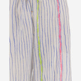 PANTALONI IN COTONE E SETA A RIGHE DLWPBEF02 MULTI PERO 