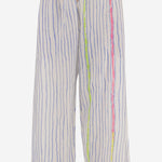 PANTALONI IN COTONE E SETA A RIGHE DLWPBEF02 MULTI PERO 