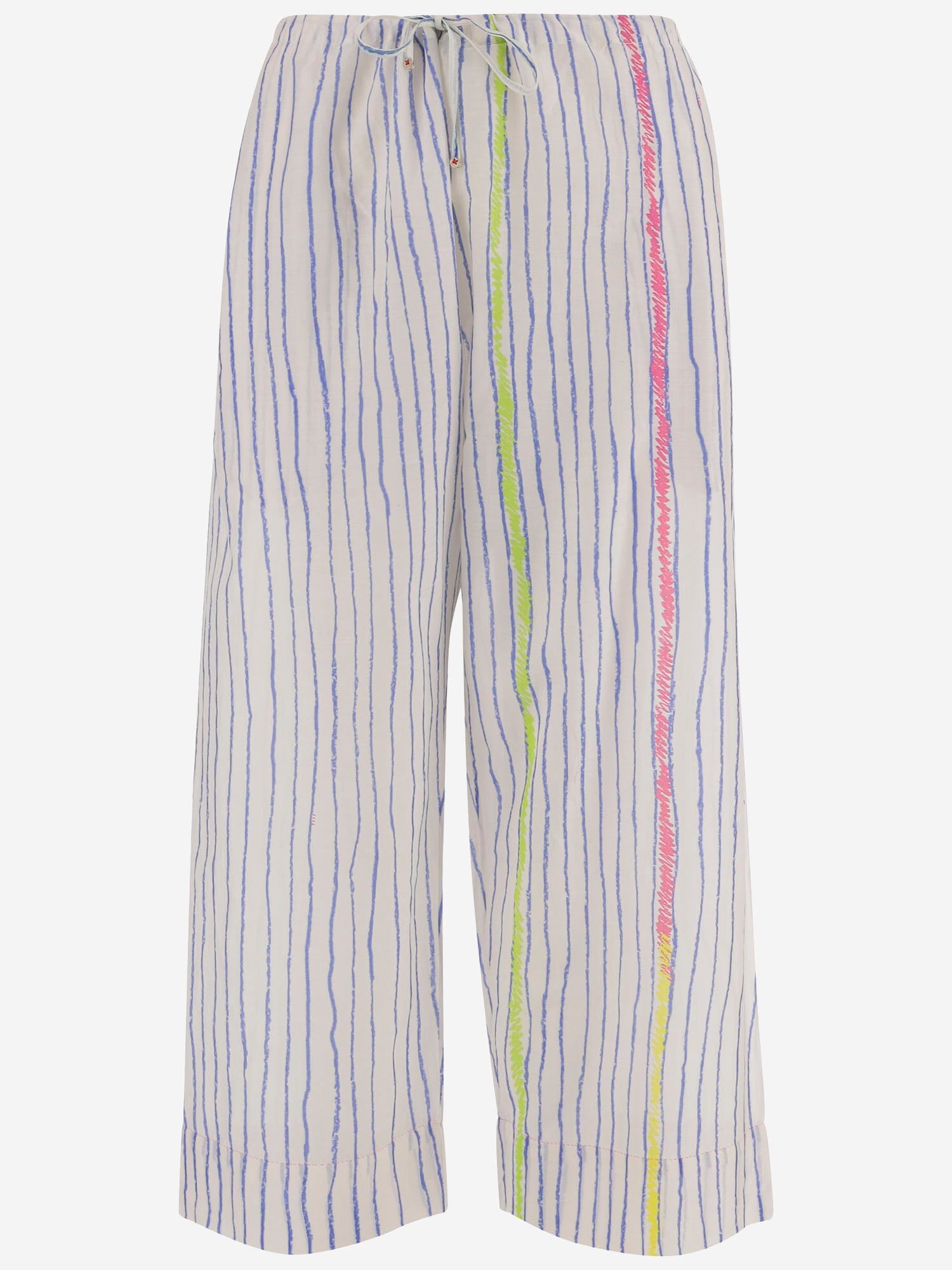 PANTALONI IN COTONE E SETA A RIGHE DLWPBEF02 MULTI PERO 