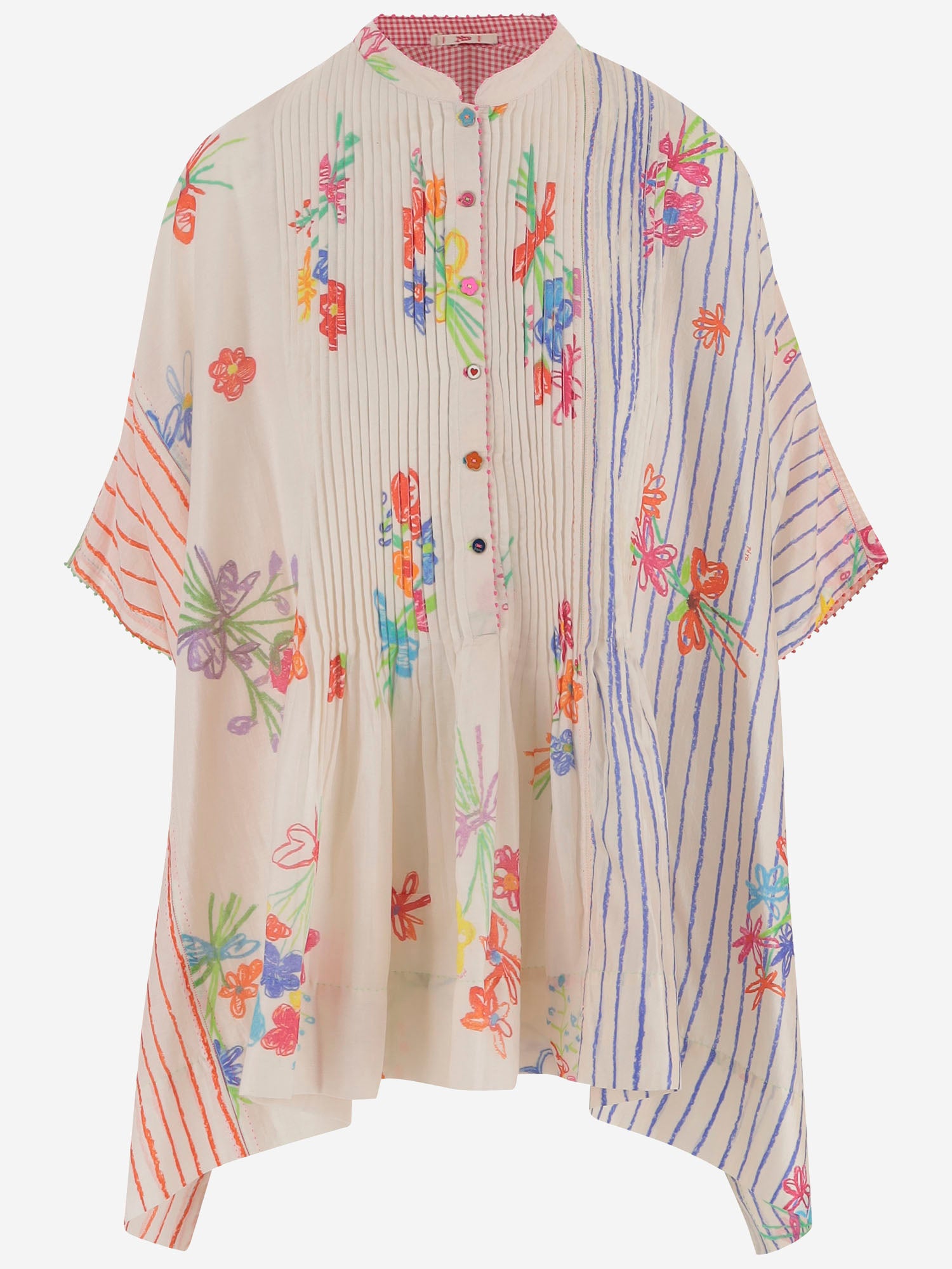 CAMICIA IN SETA E COTONE CON MOTIVO FLOREALE DLWPDKPT01 MULTI PERO 