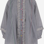 CAMICIA A QUADRI IN misto seta COTONE DLWPSSFF01 WHITEBLU PERO 
