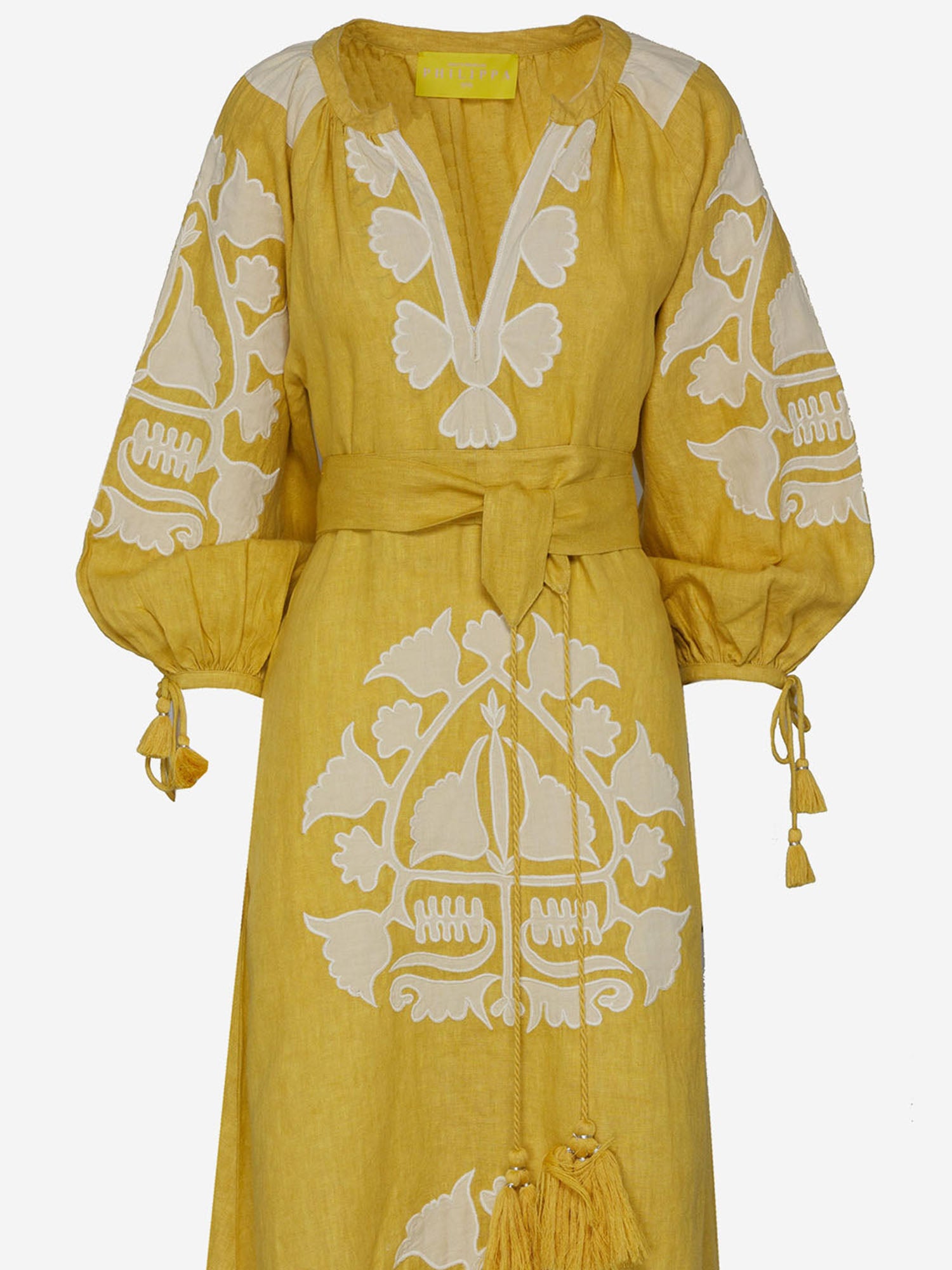 Abito keira in lino KEIRA YELLOW PHILIPPA 1970 