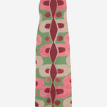 Abito lungo con  stampa geometrica in lino NOEMI PINKGREENBROWN PHILIPPA 1970 