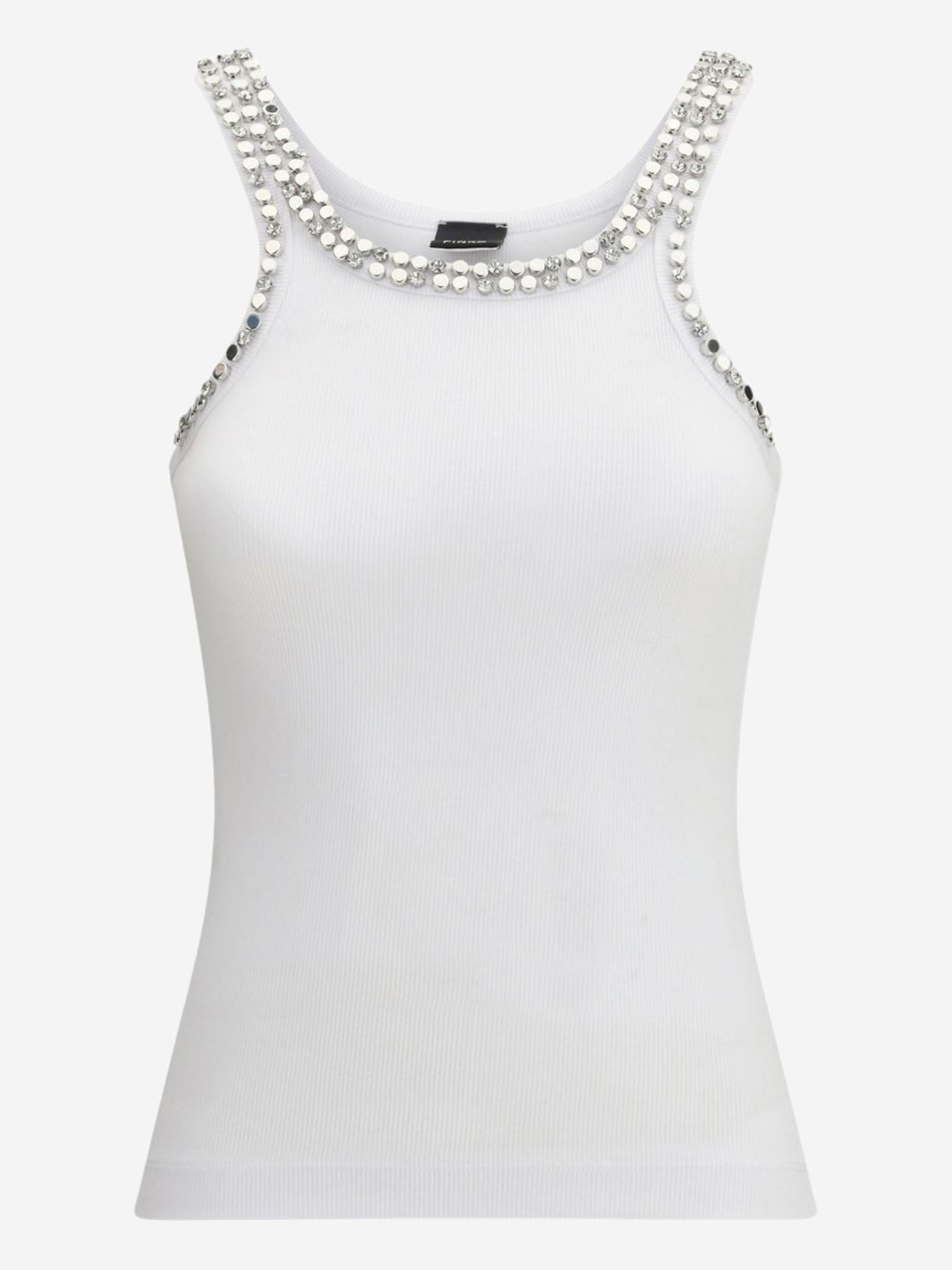 Top a costine con ricami gioiello 104109 A35YZ04 PINKO 