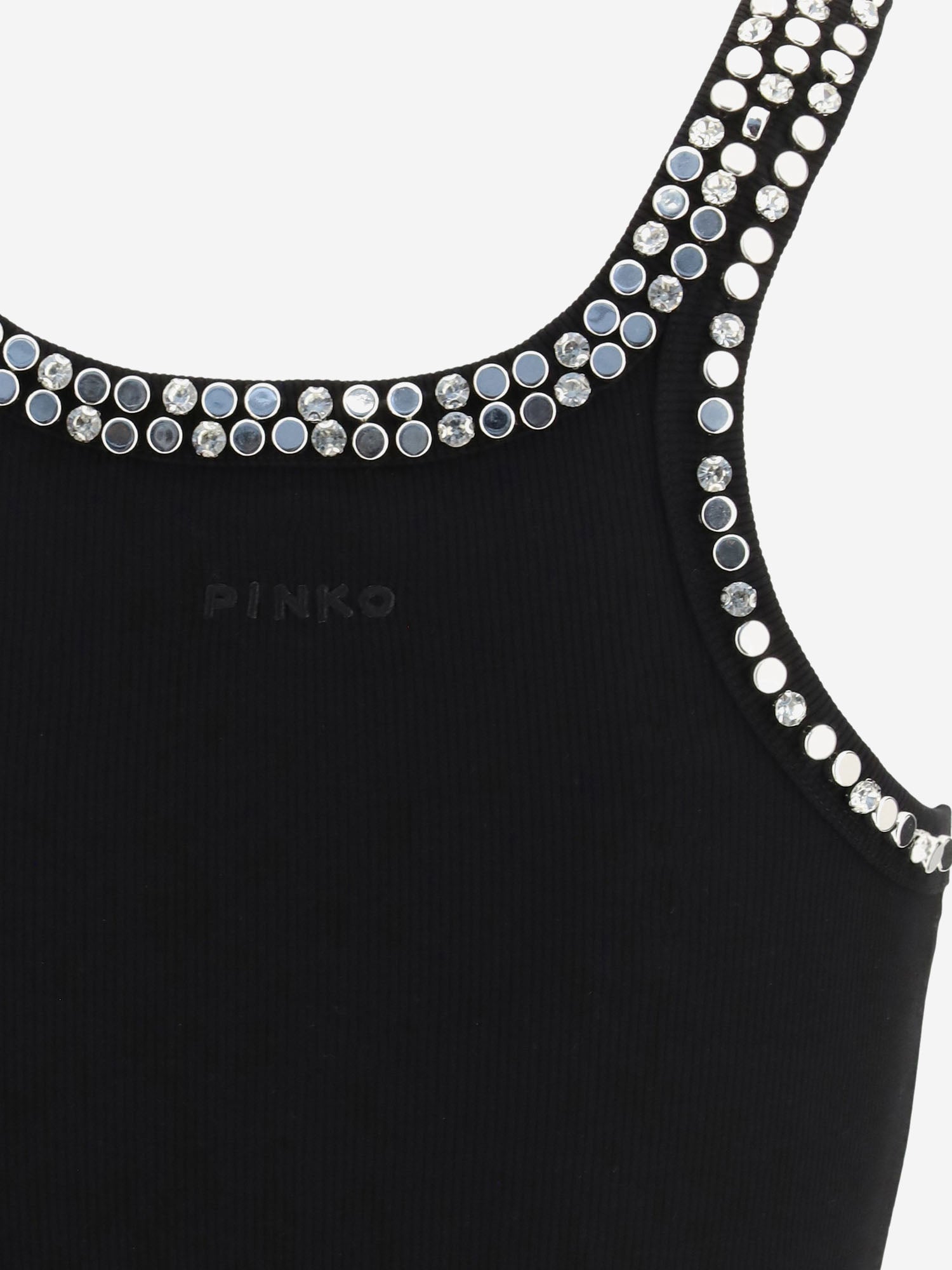Top a costine con ricami gioiello 104109 A35YZ99 PINKO 
