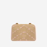 Borsa a tracolla Love One Mini Light in rafia chevron e pelle 104550 A1RLHN2Q PINKO 