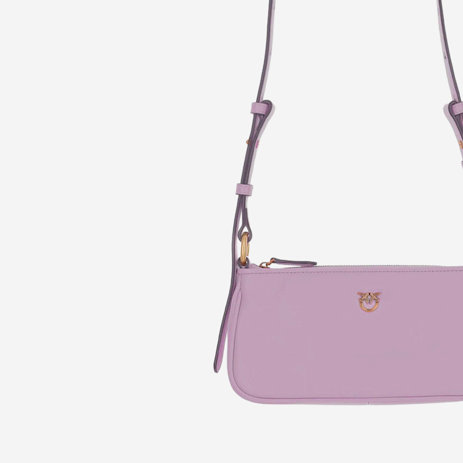 BORSA MINI HALF MOON BAGUETTE IN PELLE CON LOGO 105069 A0QOLILQ PINKO 