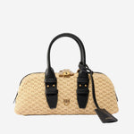 Borsa bowling Escape Horizontal in pelle e rafia 105334 A1RLC24Q PINKO 