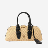 Borsa bowling Escape Horizontal in pelle e rafia 105334 A1RLC24Q PINKO 
