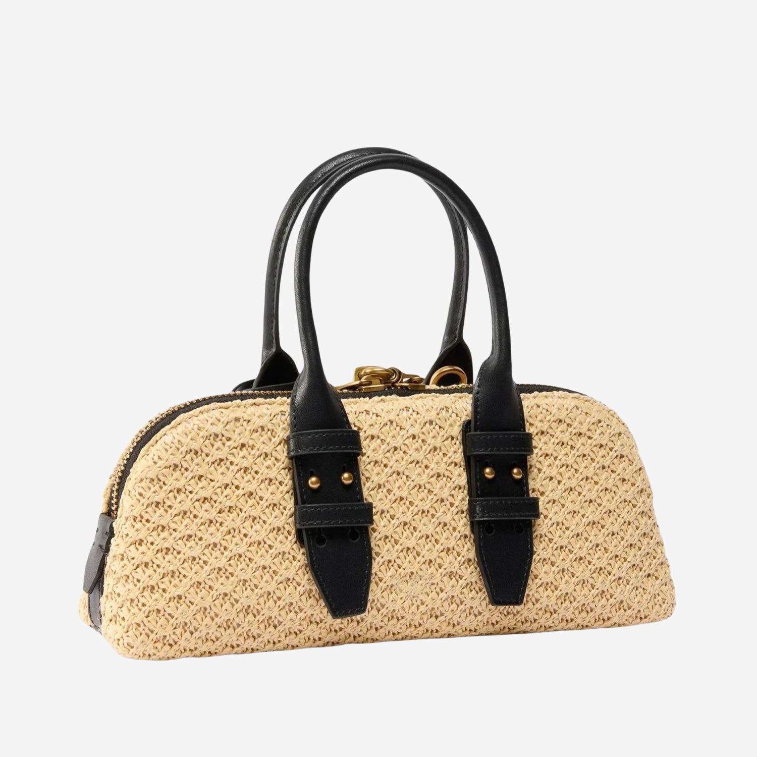 Borsa bowling Escape Horizontal in pelle e rafia 105334 A1RLC24Q PINKO 