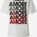 T-shirt con lettering Amore in strass 105526 A33IZR2 PINKO 