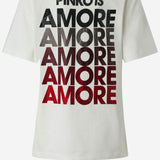 T-shirt con lettering Amore in strass 105526 A33IZR2 PINKO 