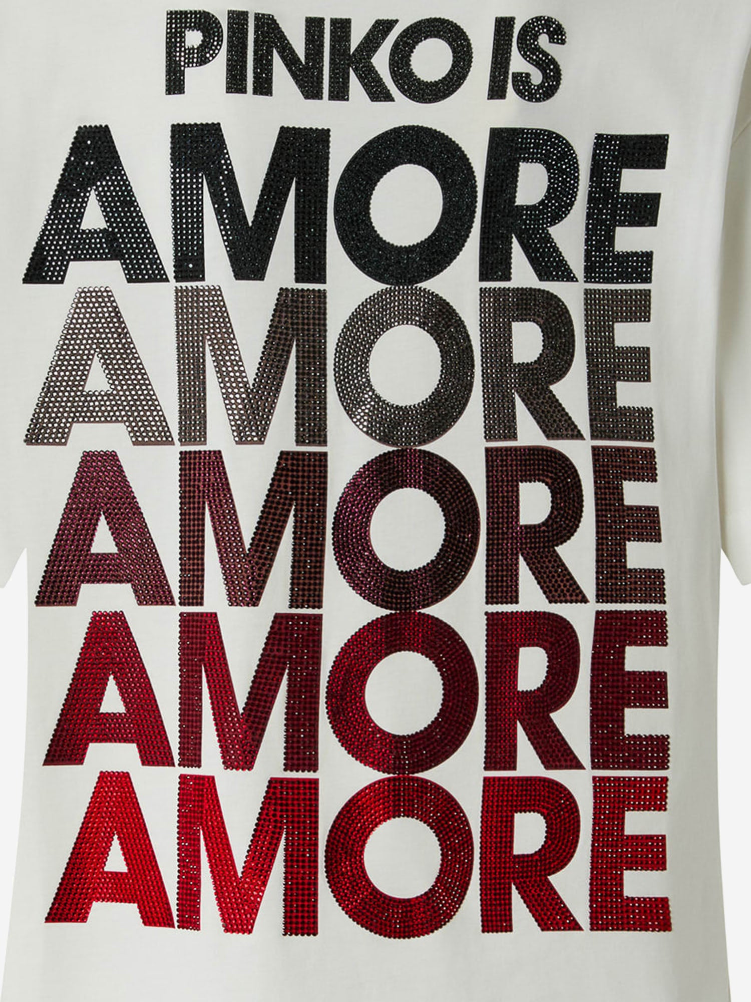 T-shirt con lettering Amore in strass 105526 A33IZR2 PINKO 