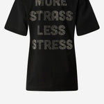 T-SHIRT MORE STRASS LESS STRESS IN COTONE 105526 A33SZ99 PINKO 