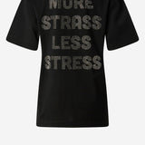 T-SHIRT MORE STRASS LESS STRESS IN COTONE 105526 A33SZ99 PINKO 