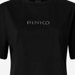 T-SHIRT MORE STRASS LESS STRESS IN COTONE 105526 A33SZ99 PINKO 