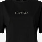T-SHIRT MORE STRASS LESS STRESS IN COTONE 105526 A33SZ99 PINKO 