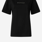 T-SHIRT MORE STRASS LESS STRESS IN COTONE 105526 A33SZ99 PINKO 