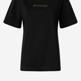 T-SHIRT MORE STRASS LESS STRESS IN COTONE 105526 A33SZ99 PINKO 