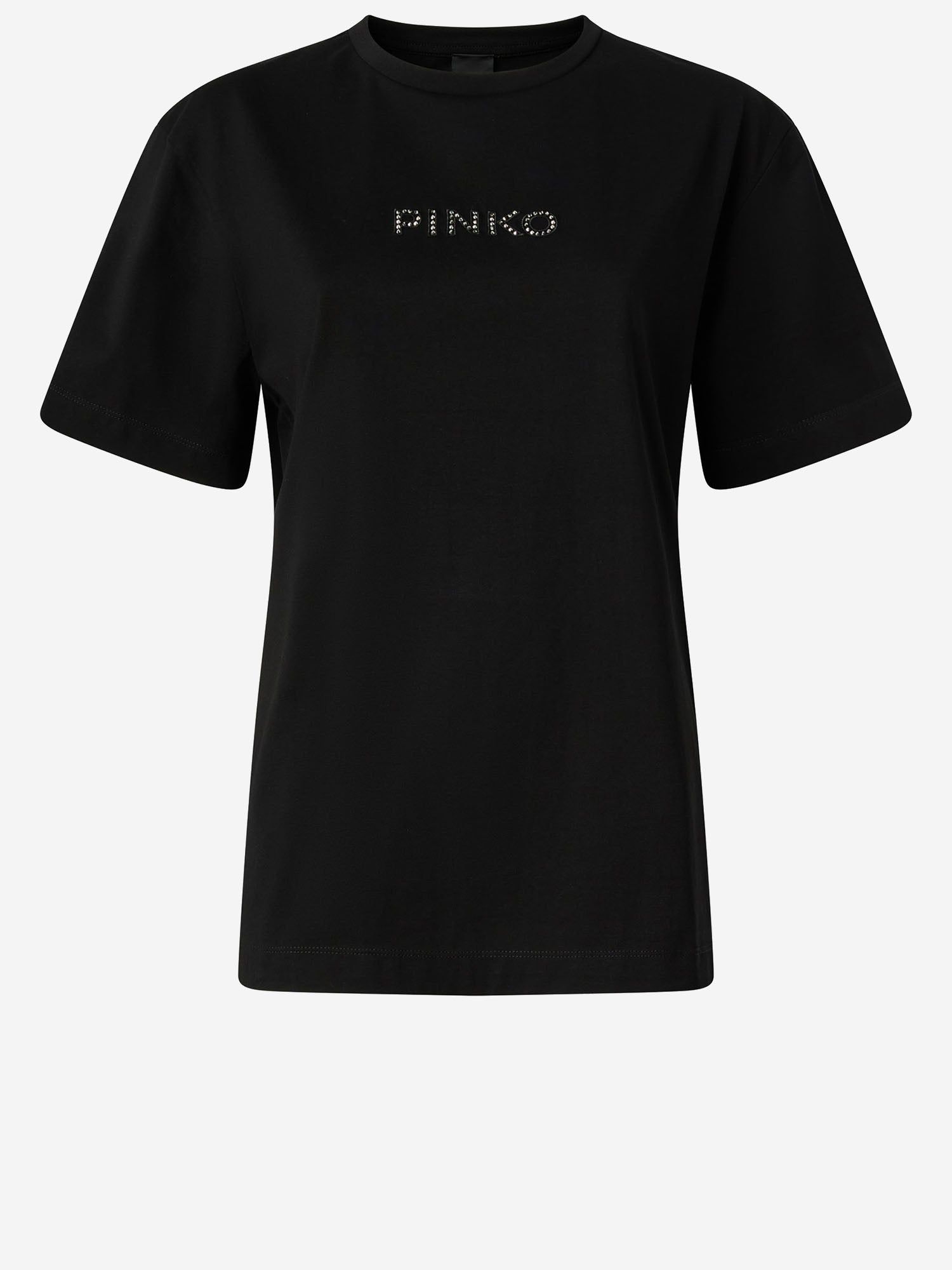 T-SHIRT MORE STRASS LESS STRESS IN COTONE 105526 A33SZ99 PINKO 