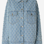 GIACCA IN DENIM CON DISEGNO ROMBI E STRASS 106246 A32NPJE PINKO 