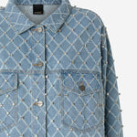 GIACCA IN DENIM CON DISEGNO ROMBI E STRASS 106246 A32NPJE PINKO 
