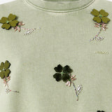 Felpa in cotone con fiori gioiello 106302 A34LU84 PINKO 