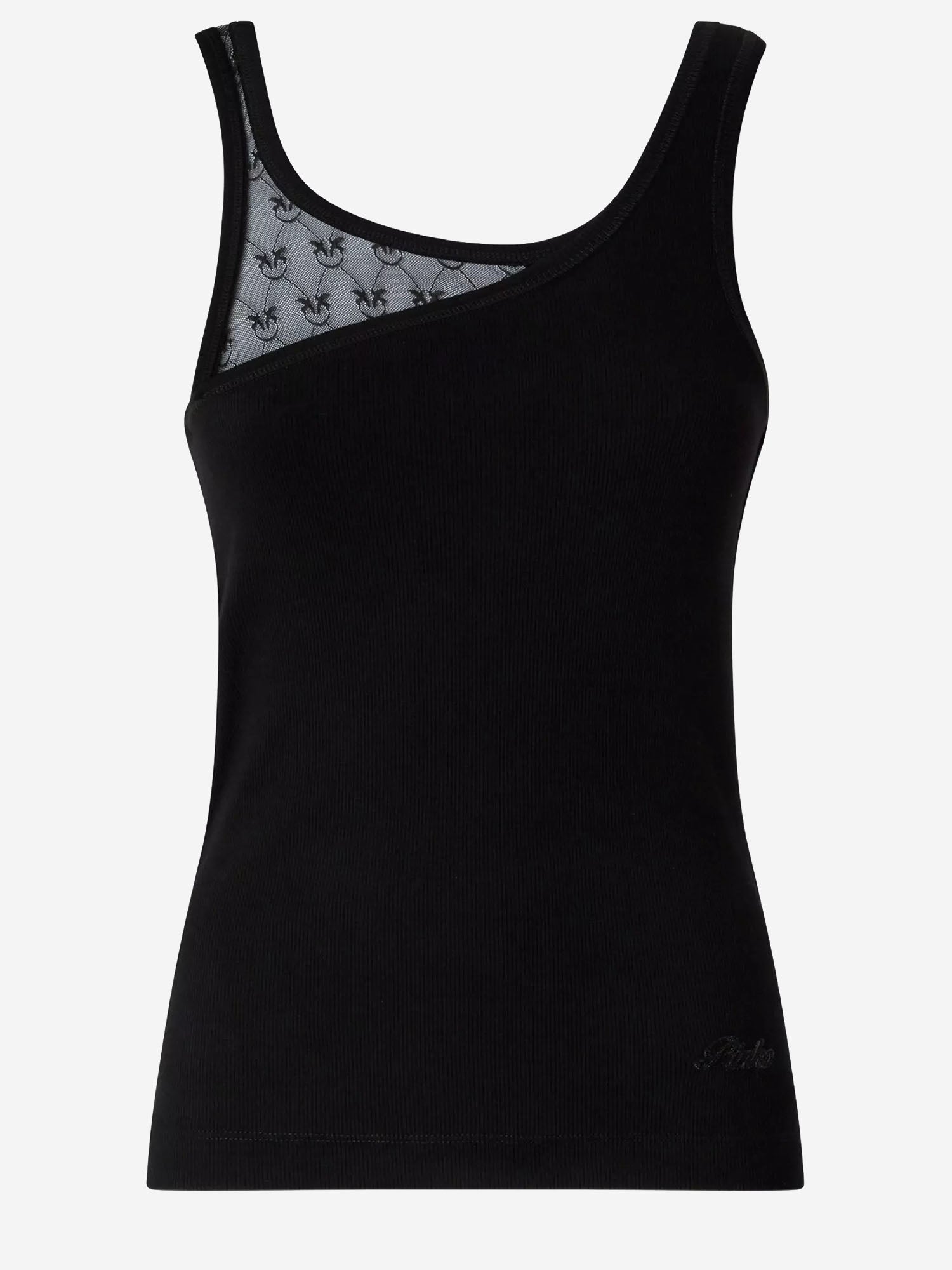 TOP IN COTONE STRETCH CON LOGO 106461 A362Z99 PINKO 