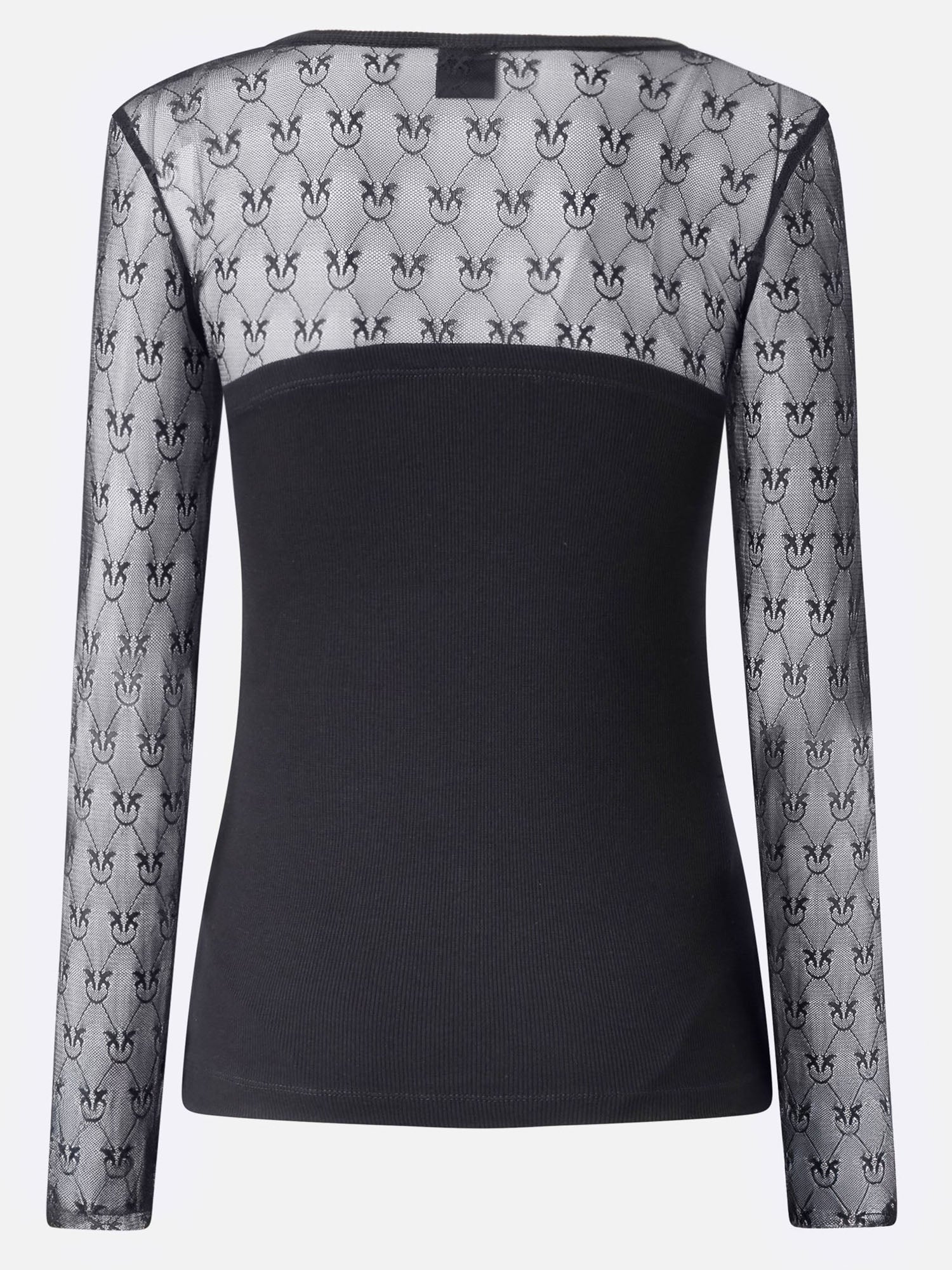 MAGLIA VIOLINISTA IN JERSEY CON PIZZO LOGO LOVE BIRDS 106472 A362Z99 PINKO 