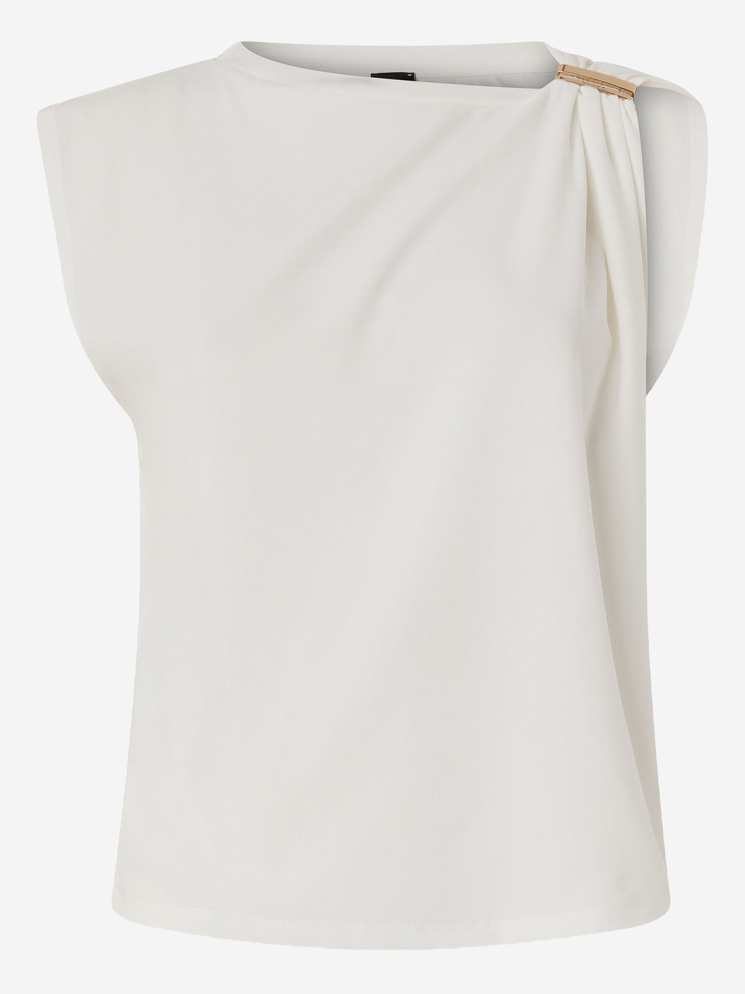T-shirt con drappeggio e dettaglio dorato 106478 A35DZ05 PINKO 