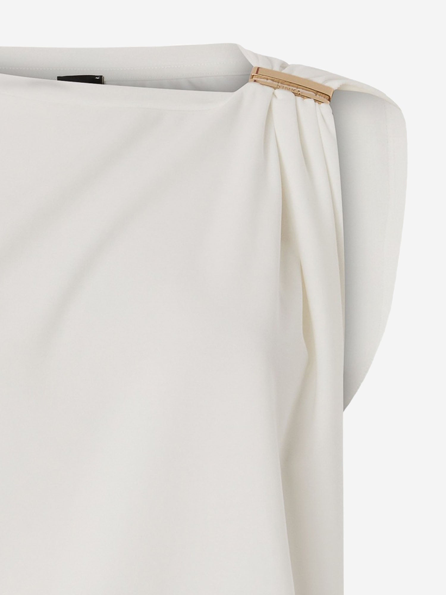 T-shirt con drappeggio e dettaglio dorato 106478 A35DZ05 PINKO 