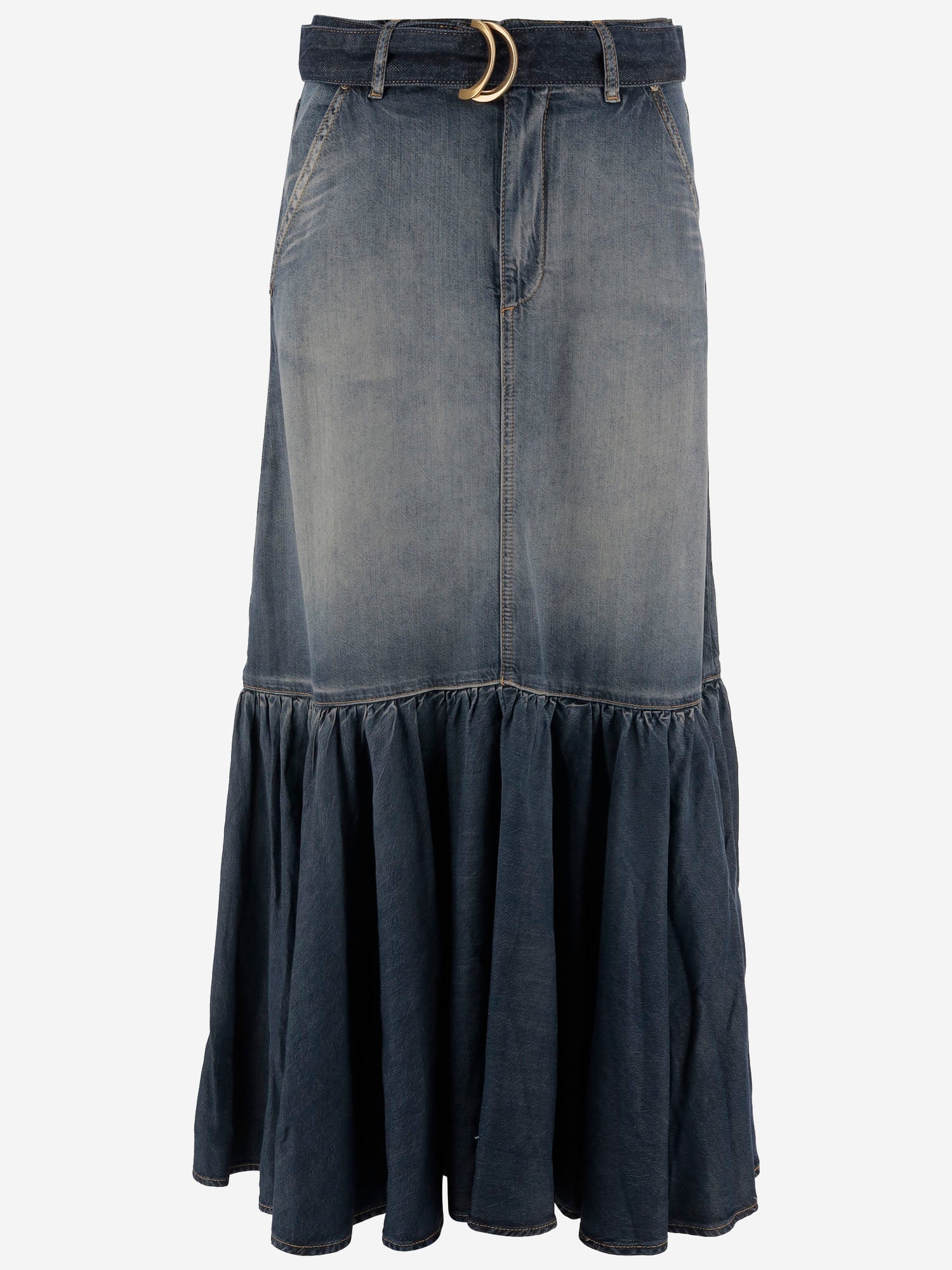 GONNA IN LYOCELL E COTONE CON CINTURA 106595 A37KPJC PINKO 