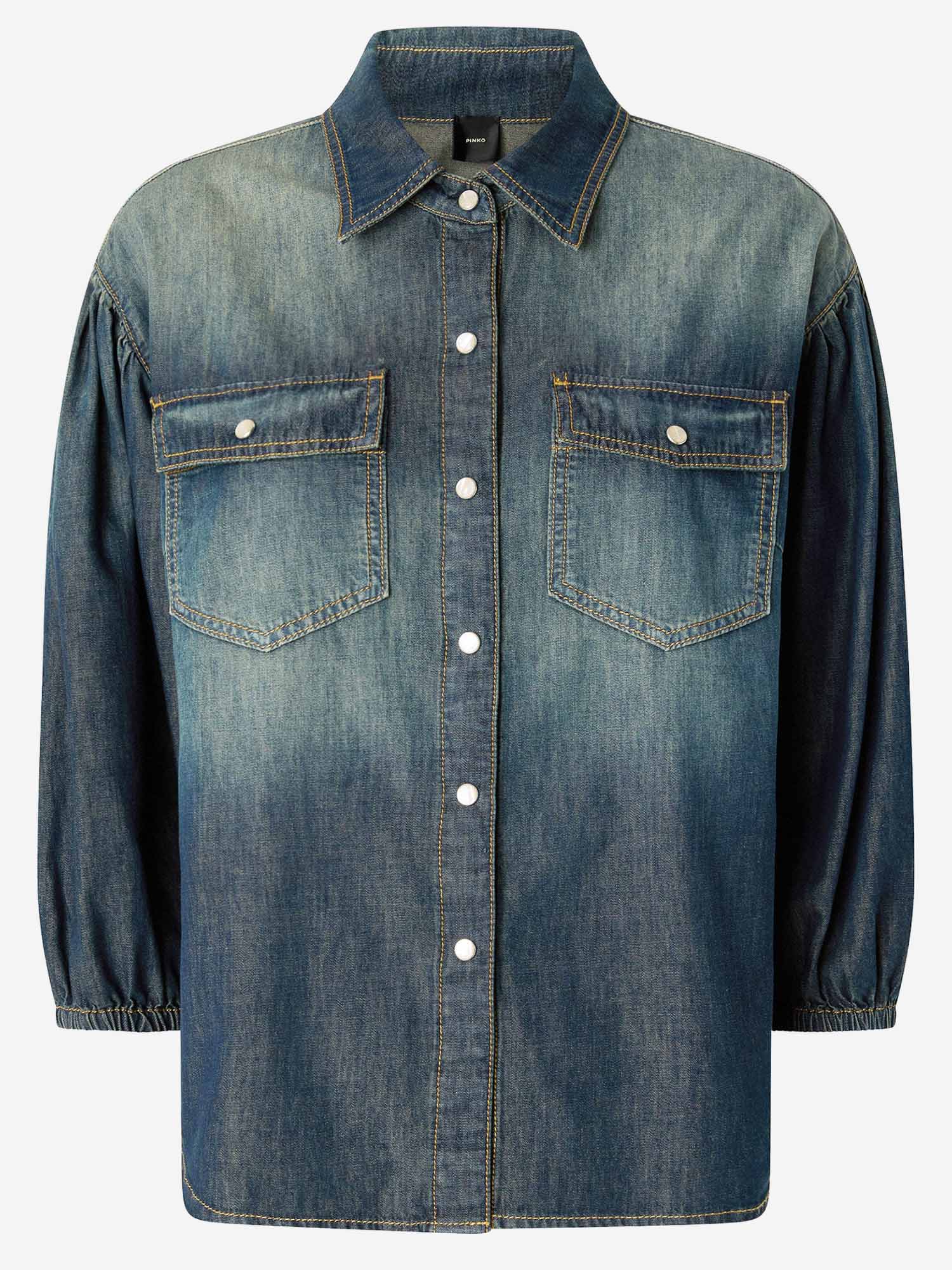 CAMICIA IN DENIM CON MANICHE A PALLONCINO 106596 A37KPJC PINKO 