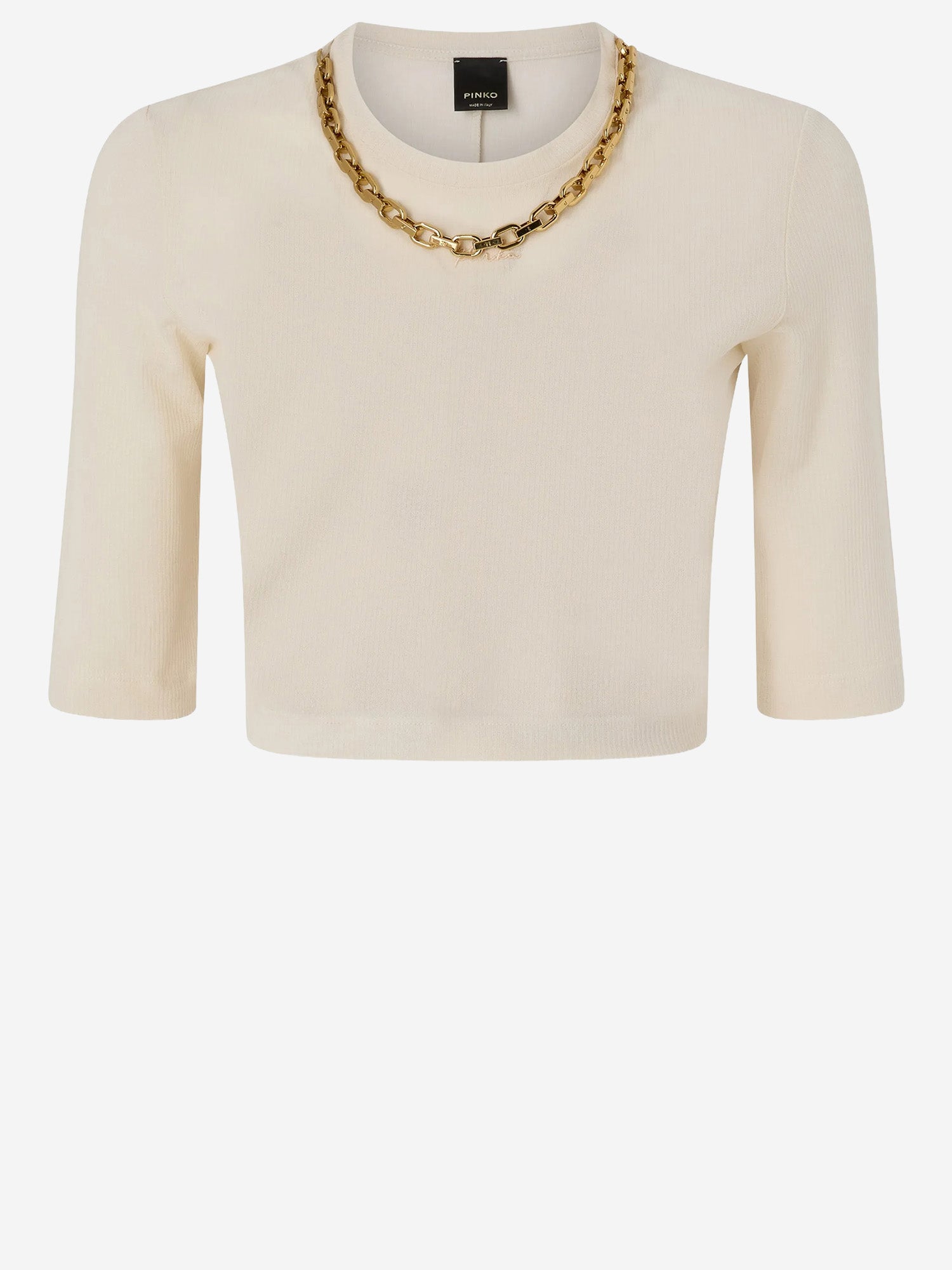 MAGLIA CROPPED KIMBERLY CON CATENA 106635 A32CC03 PINKO 