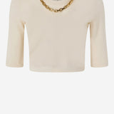 MAGLIA CROPPED KIMBERLY CON CATENA 106635 A32CC03 PINKO 