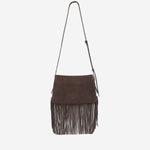Borsa a tracolla one, two, three in suede con frange 106665 A0F6M11P PINKO 