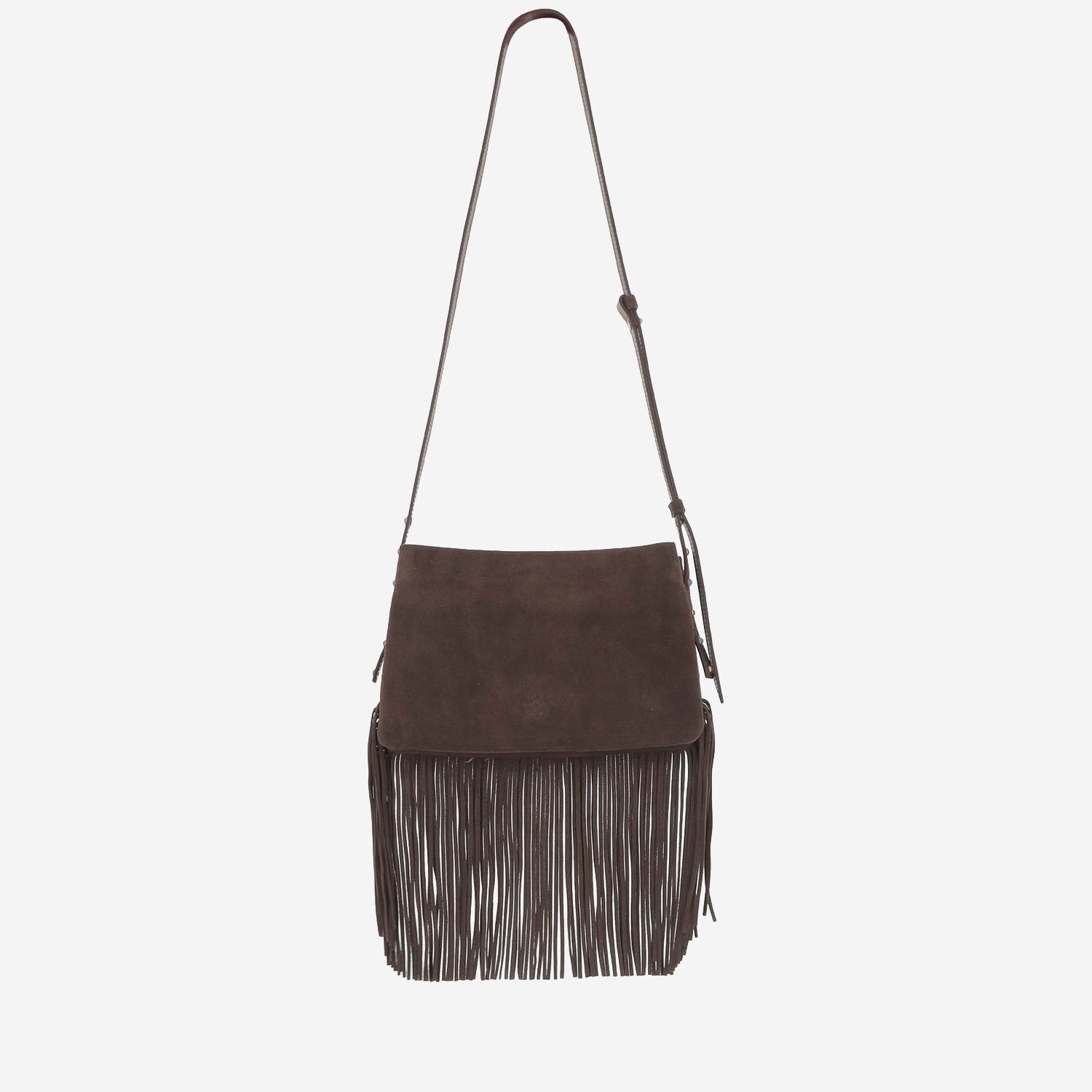 Borsa a tracolla one, two, three in suede con frange 106665 A0F6M11P PINKO 