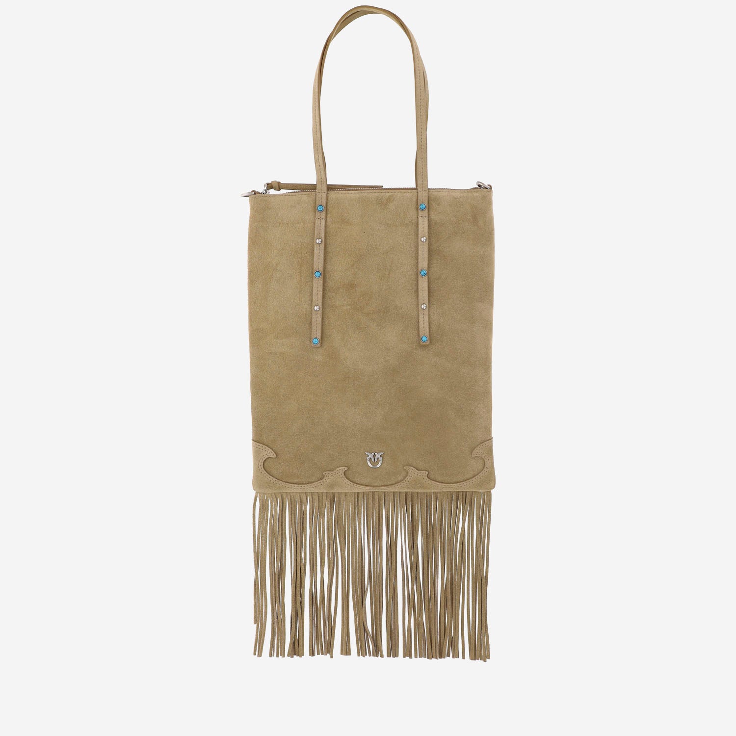 Borsa Shopping in suede con frange 106666 A0F6L22O PINKO 